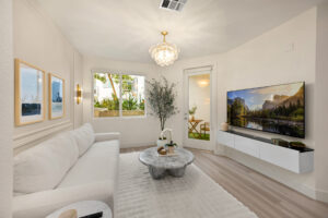Living area with tv and sofa