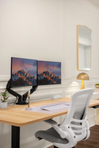 office work area with table and chair